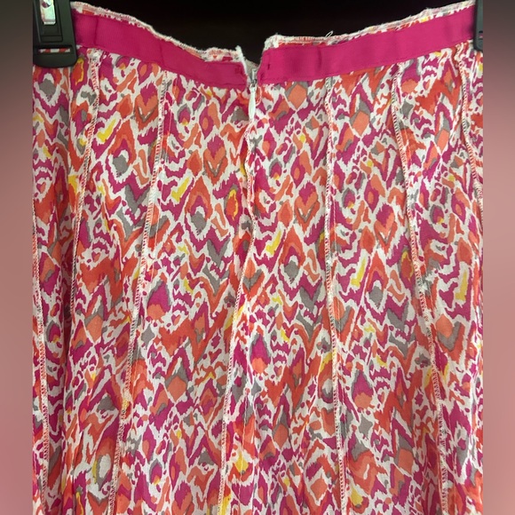 Y2K FOCUS LIFESTYLE Ikat Print Gathered Midi Skirt Indie Sleeze Boho Artsy Sz 10 - Picture 8 of 14